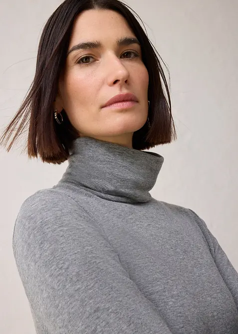 Rolákové tričko s podílem vlny, bonprix