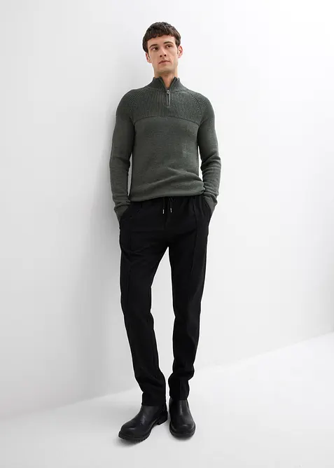 Kalhoty ve vlněném vzhledu, s pohodlnou pasovkou, Regular Fit, bonprix