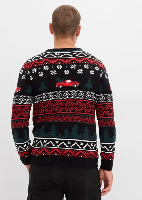 Svetr z jemné pleteniny, s vánočním motivem, bonprix