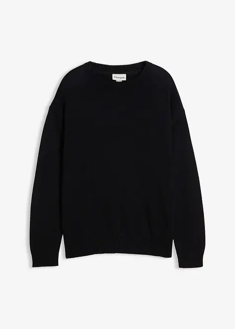 Svetr s kulat&yacute;m v&yacute;střihem, z měkk&eacute; bavlněn&eacute; směsi, Loose Fit, bonprix