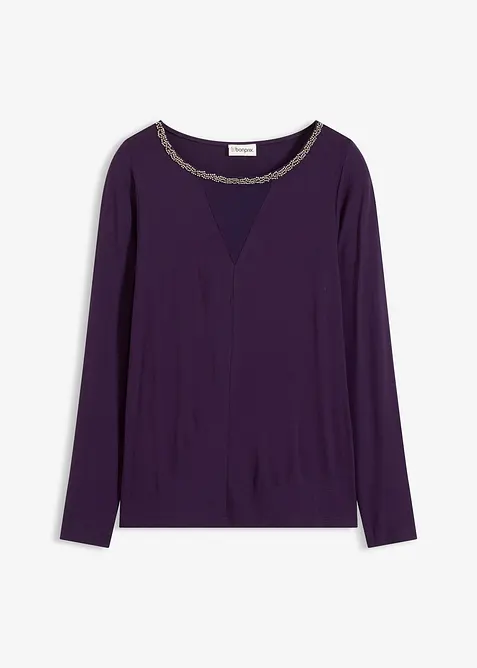 Tričko se síťovanou vsadkou a třpytivými kamínky, bonprix