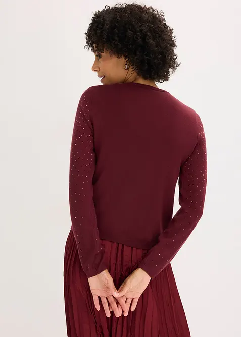 Pletený kabátek se třpytivými kamínky, bonprix