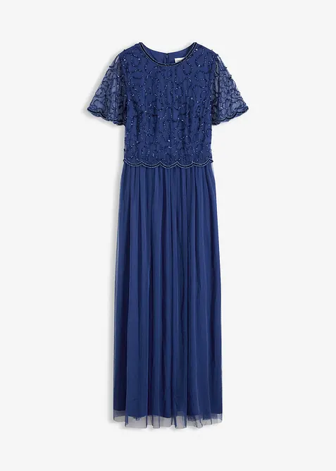 Dlouhé šaty z jemného tylu, s pajetkovou výšivkou, bonprix