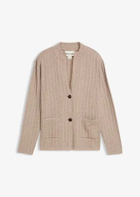 Svetr na zapínání z jemné pleteniny, bonprix