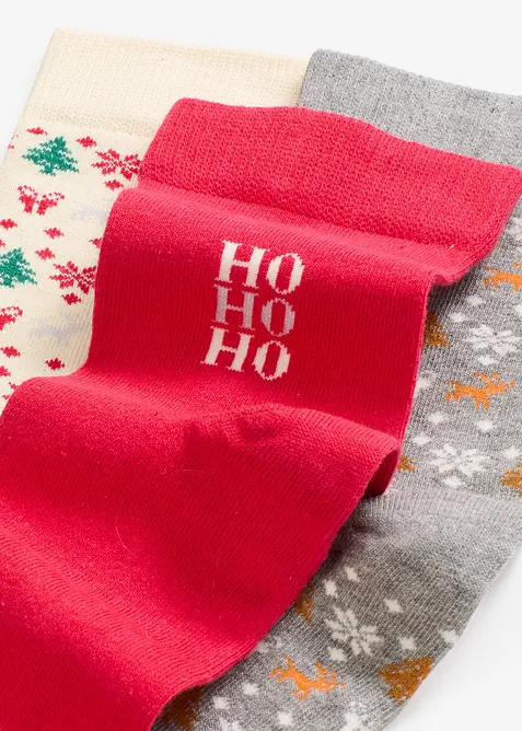 Vánoční ponožky s organickou bavlnou (3 páry v balení), bonprix