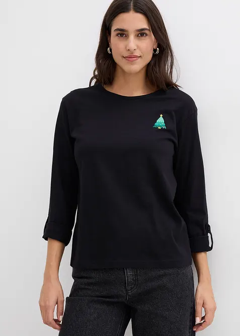 Tričko s dlouh&yacute;m ruk&aacute;vem, z čist&eacute; organick&eacute; bavlny, bonprix