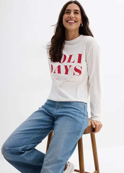 Tričko s dlouhým rukávem, ze směsi s organickou bavlnou, bonprix