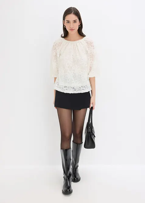 Halenka bez zapínání, se strukturovaným květinovým vzorem, bonprix