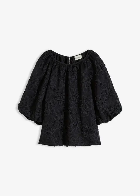 Halenka bez zap&iacute;n&aacute;n&iacute;, se strukturovan&yacute;m květinov&yacute;m vzorem, bonprix