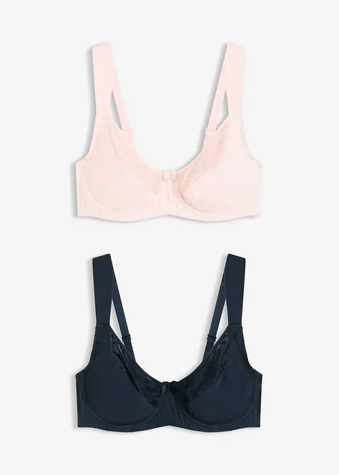 Podprsenka s kosticemi, organickou bavlnou a krajkou (2 ks v balení), bonprix