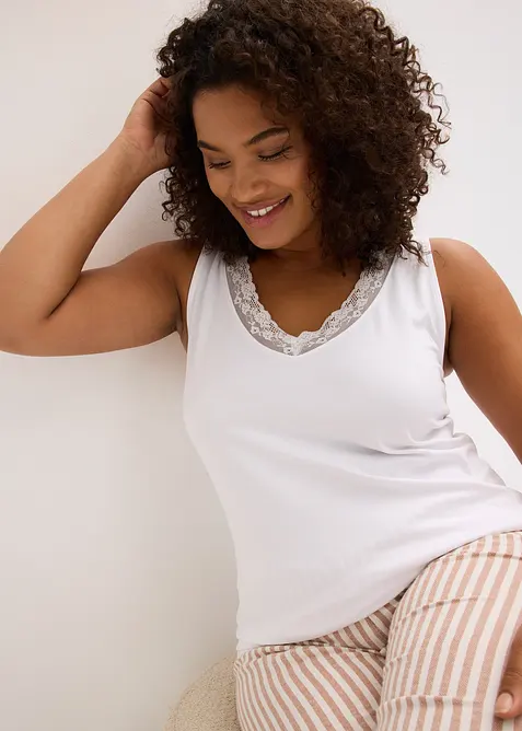 Spodní košilka s organickou bavlnou a krajkou (2 ks v balení), bonprix