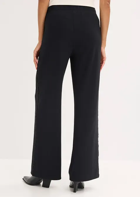 Kalhoty bez zapínání, z materiálu Punto di Roma, se třpytivými kamínky, bonprix