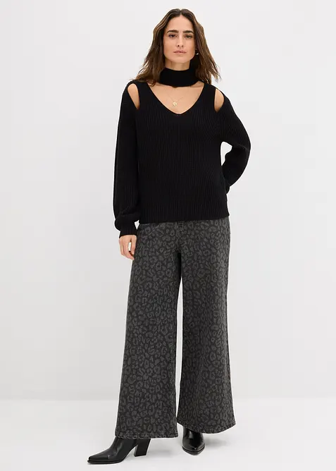 Svetr z hrub&eacute; pleteniny s prostřihy, bonprix