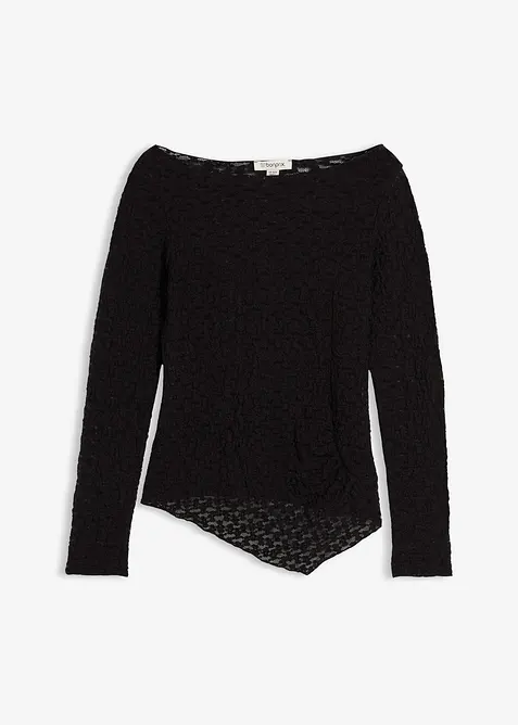 Tričko s dlouhým rukávem, z krajky, bonprix