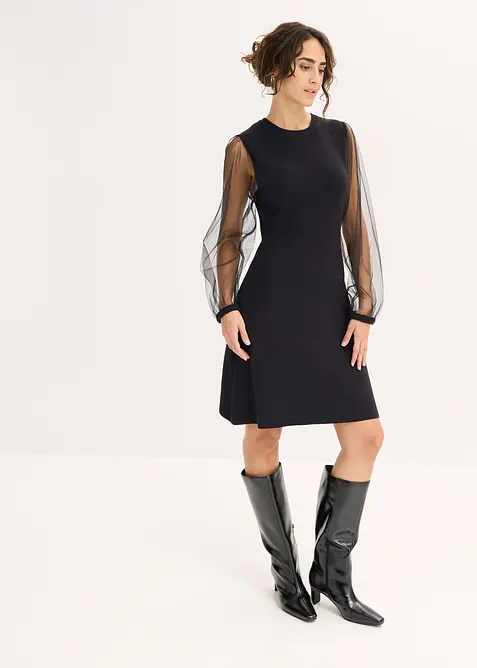 Pletené šaty ze splývavé viskózové směsi, bonprix