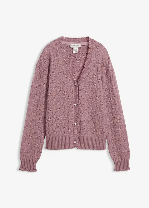 Ažurový pletený kabátek s vlnou, bonprix