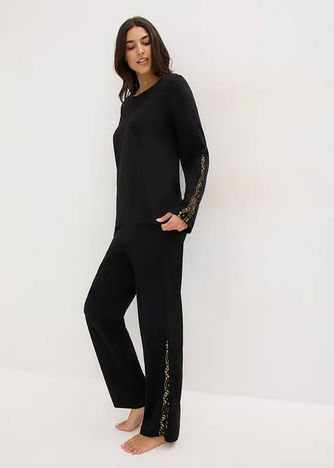 Pyžamo z jemné třpytivé krajky, bonprix