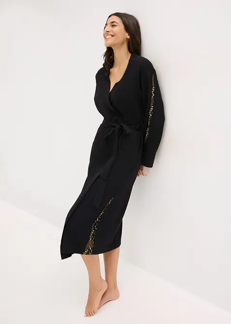 Kimonový župan s jemnou třpytivou krajkou, bonprix