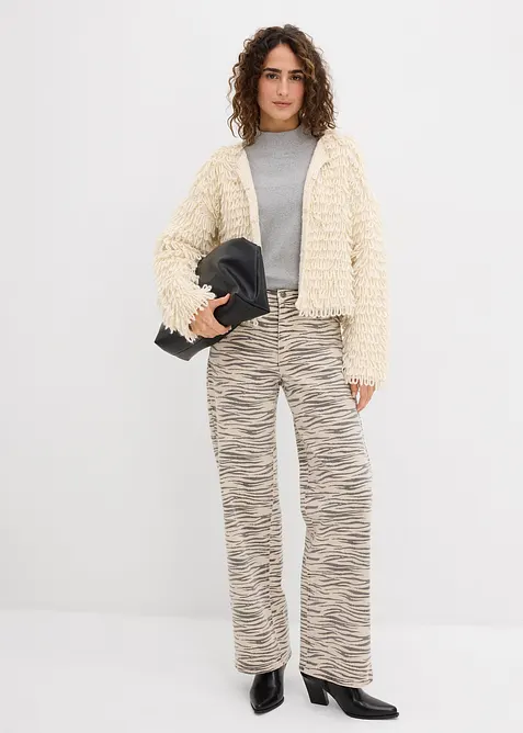 Keprové kalhoty z elastické bavlněné směsi, bonprix