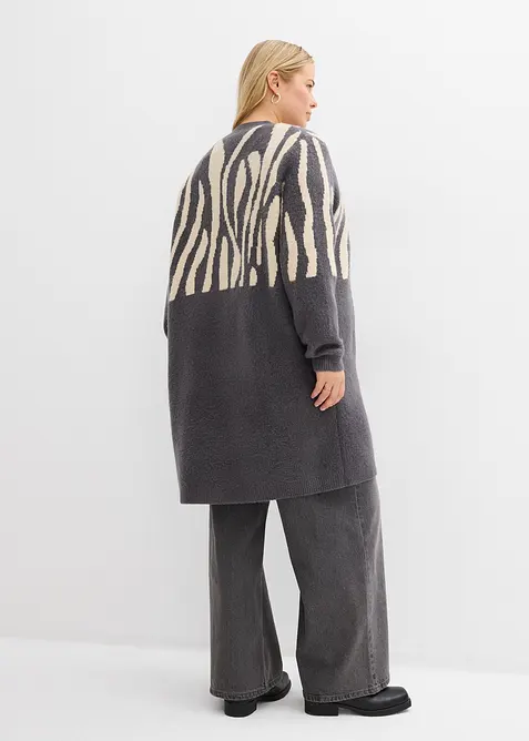 Pletený kabát se zebřím potiskem, bonprix