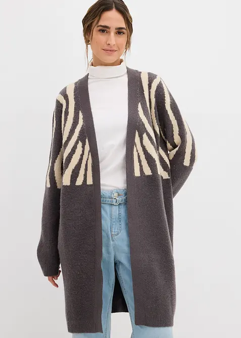 Pletený kabát se zebřím potiskem, bonprix