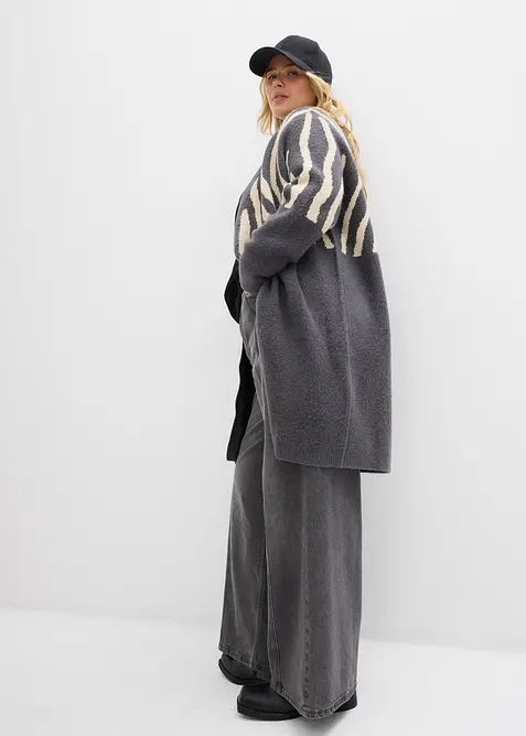Pletený kabát se zebřím potiskem, bonprix