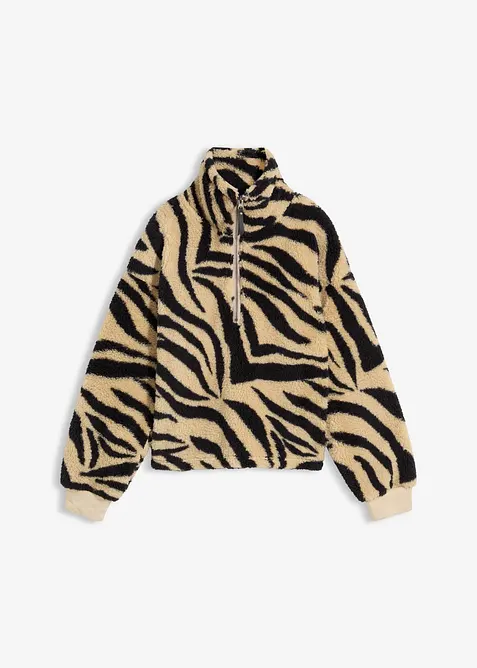 Oversize mikina z medvídkového flísu, bonprix