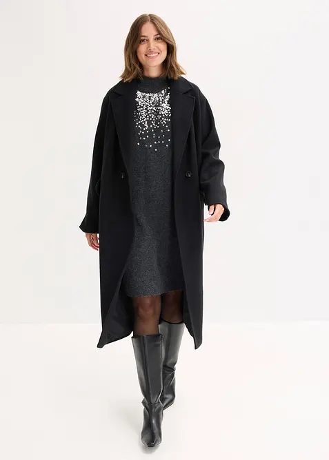 Pletené šaty s aplikací z flitrů, bonprix