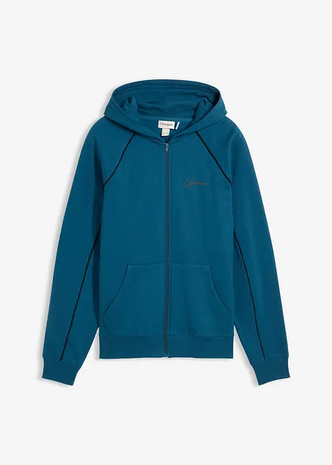 Mikina na zapínání s kontrastními detaily, z čisté bavlny, bonprix