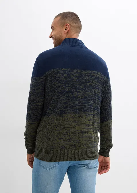 Svetr s límečkem na zip, z hrubé pleteniny z měkké bavlněné směsi, bonprix