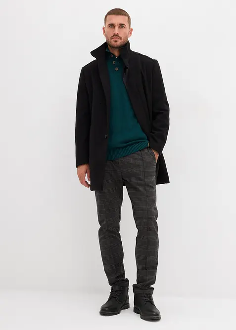 Svetr s límečkem na zapínání, z měkké bavlněné směsi, bonprix