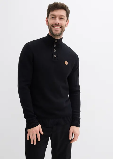 Svetr s l&iacute;mečkem na zap&iacute;n&aacute;n&iacute;, z měkk&eacute; bavlněn&eacute; směsi, bonprix