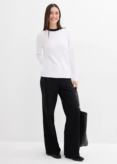 Tričko s dlouhým rukávem, z viskózové směsi, s kontrastním nízkým rolákem, bonprix