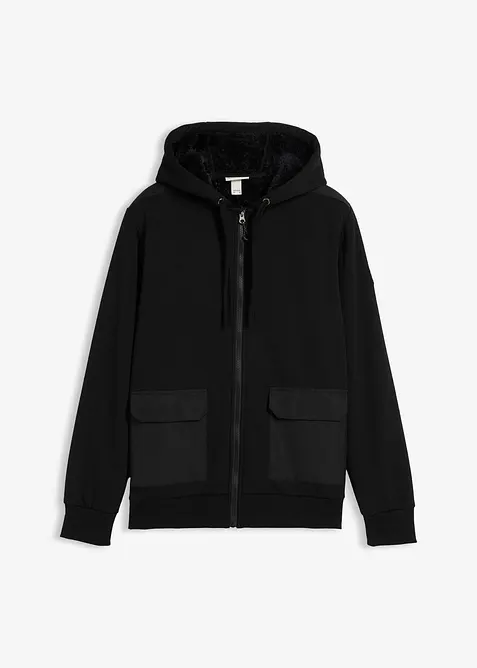 Mikina na zapínání s kapucí a plyšovou podšívkou, bonprix