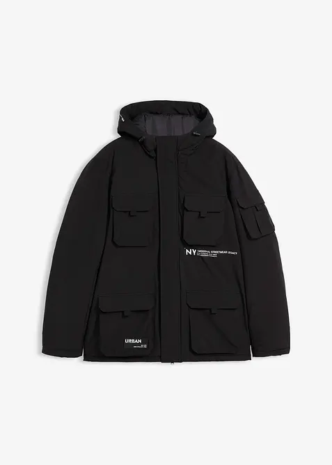 Zimní bunda s kapucí a mnoha praktickými kapsami, bonprix