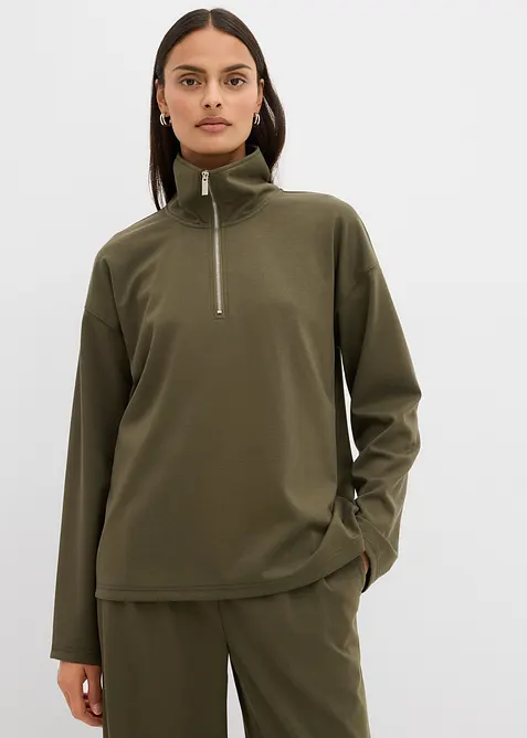 Svetr s l&iacute;mečkem na zip, z visk&oacute;zov&eacute; směsi, bonprix