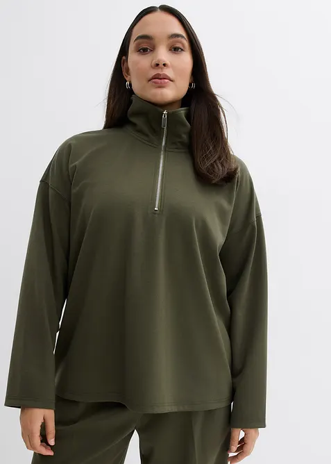 Svetr s l&iacute;mečkem na zip, z visk&oacute;zov&eacute; směsi, bonprix