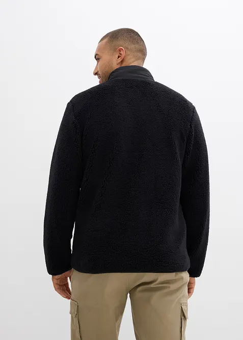 Bunda z plyšového flísu, s praktickým kapsami a sportovními detaily, bonprix