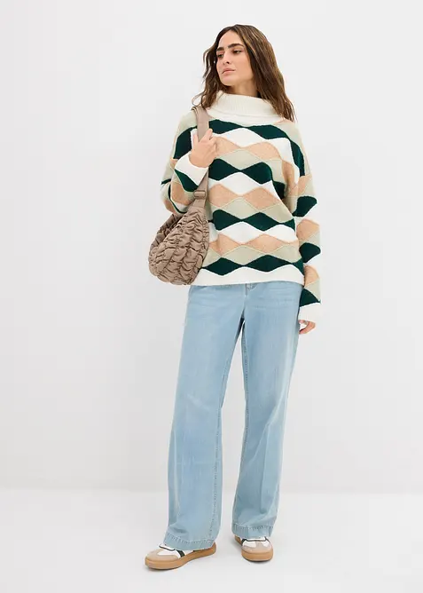 Rol&aacute;kov&yacute; svetr se vzorem, bonprix