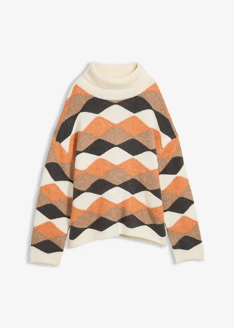 Rolákový svetr se vzorem, bonprix