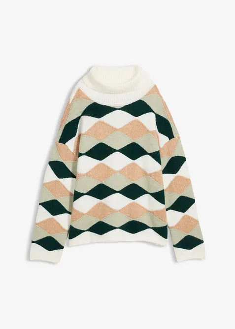 Rol&aacute;kov&yacute; svetr se vzorem, bonprix