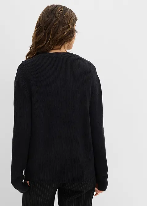 Kab&aacute;tek z žebrovan&eacute; pleteniny, s kulat&yacute;m v&yacute;střihem, bonprix