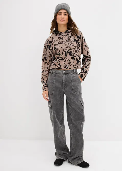 Mikina s kapuc&iacute;, z čist&eacute; bavlny, bonprix