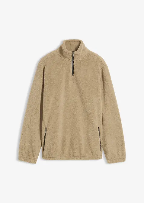 Mikina z medv&iacute;dkov&eacute;ho fl&iacute;su, s praktick&yacute;mi kapsami na zip, bonprix