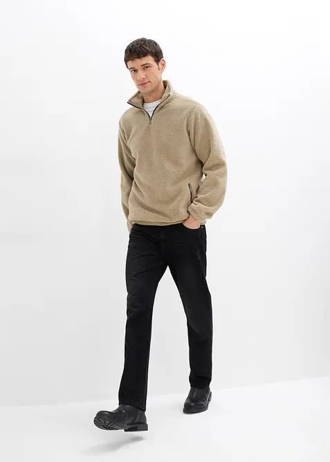 Mikina z medv&iacute;dkov&eacute;ho fl&iacute;su, s praktick&yacute;mi kapsami na zip, bonprix