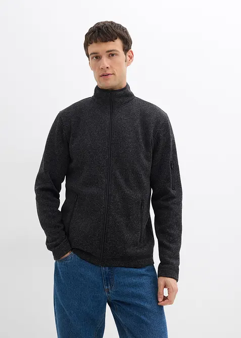 Pletená flísová bunda s praktickými kapsami na zip, bonprix