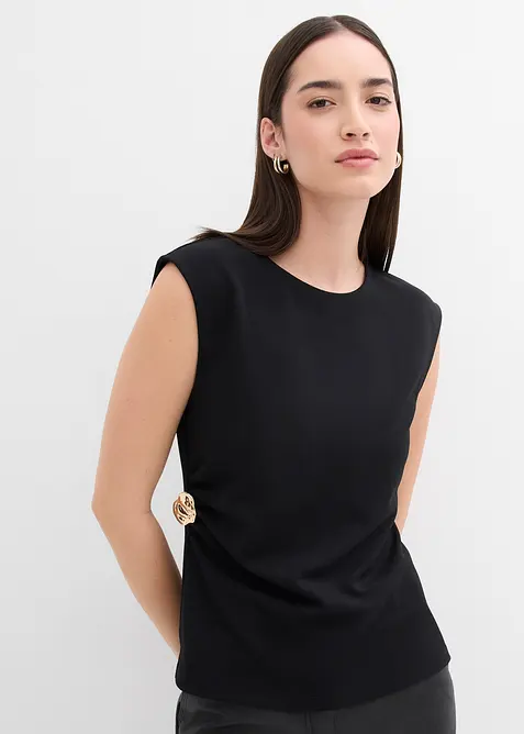 Krepový top s ozdobnou přezkou, bonprix