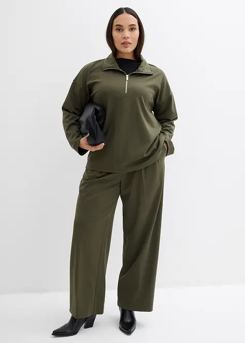 Kalhoty se záhyby v pase, ze směsi s viskózou, bonprix