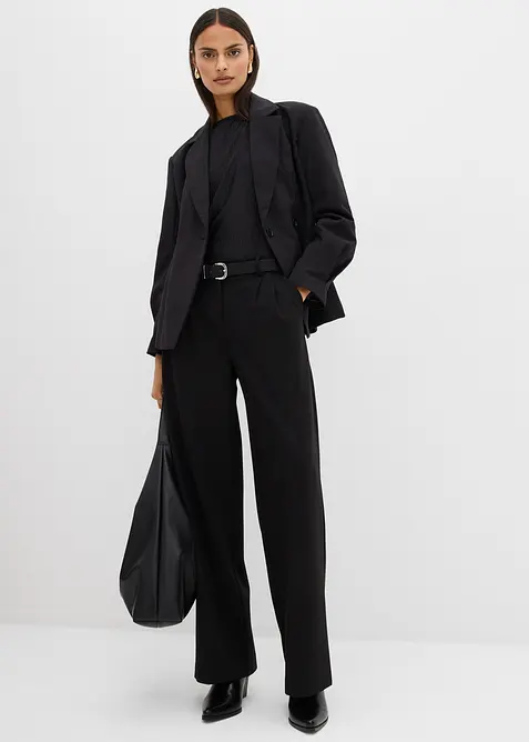 Kalhoty se záhyby v pase, ze směsi s viskózou, bonprix