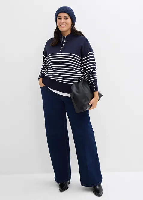 Dž&iacute;ny Wide Leg, Mid Waist, organick&aacute; bavlna, bonprix